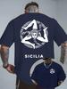 T-shirt Graphique Vintage Sicilia Trinacria Symbolique pour Homme Coton Respirant Parfait pour l'Été Streetwear et Ambiance Culturelle Italienne