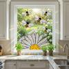 Removable Bee Glass Sticker Waterproof Sunflower Wall Decals Art Bee Window Stickers  Living Room