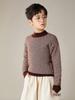 Kinder Pullover aus reiner Wolle mit Rundhalsausschnitt - Dick gestricktes warmes Oberteil für Jungen und Mädchen, Herbst/Winter Stil