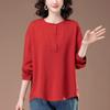 Middle-Aged Women's Plus Size Long-Sleeve Cotton Shirt - Loose Fit, Belly Cover, Ideal for Spring & Autumn (Style 6322)