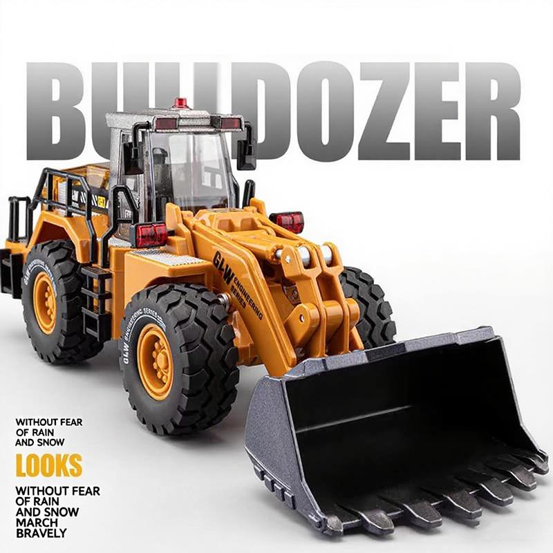 Bulldozer Alloy+Plastic Diecast Model Engineering Play Vehicles Pull Back Driving Loader Car Toys Collection Gifts For Children