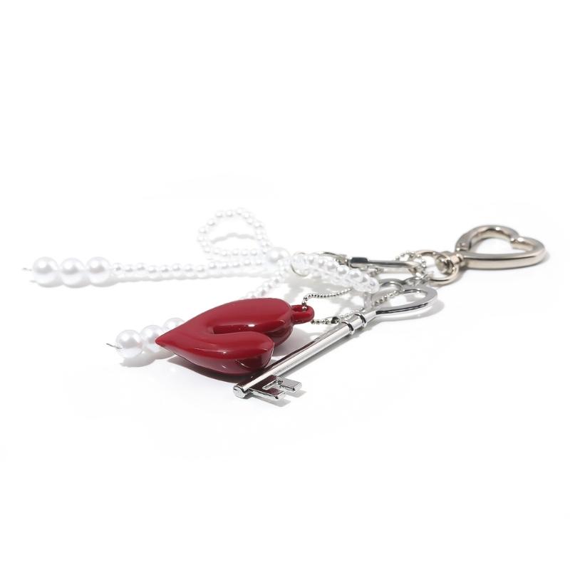 Aesthetic Keychain Charms,Heart Bows Bag Charm Pendant Sweet Heart Bows Keychains Charms Hanging Ornament for Womens