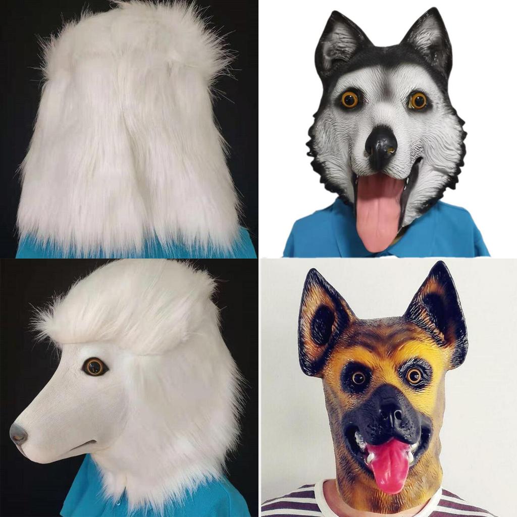 Latex Poodle Wolf Dog Husky Mask Cartoon Animal Costume For Christmas And Halloween
