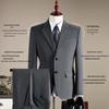 ROMON Men's Slim Fit Wool Blend 3-Piece Suit Set