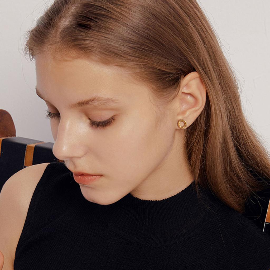 Circle Twist Hoop Stud Earrings, Stainless Steel Minimalist Earring Gifts for Women