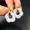 European and American Cartoon Resin Flower Copper Earrings - Cute and Fashionable Flower Hoops.