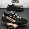 Mens Breathable Leather Upper Casual Sneakers Soft Soled Lace Up Sports Shoes