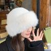Fluffy Fur Bucket Hat For Women Plush Fisherman Hat Warm Women'S Winter Hat Thicken Cold Snowy Day Panama Cap Chrismas Gifts