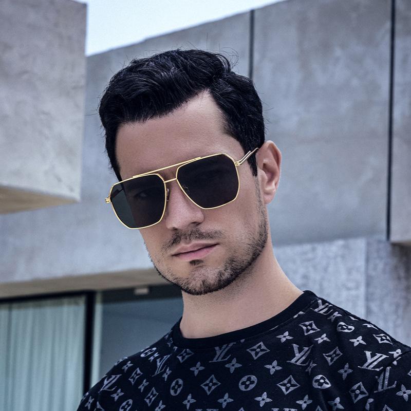 Retro Double Beam Sunglasses Men'S Shades Wind Large Frame Sunglasses Men'S Tide Outdoor Cycling Glasses