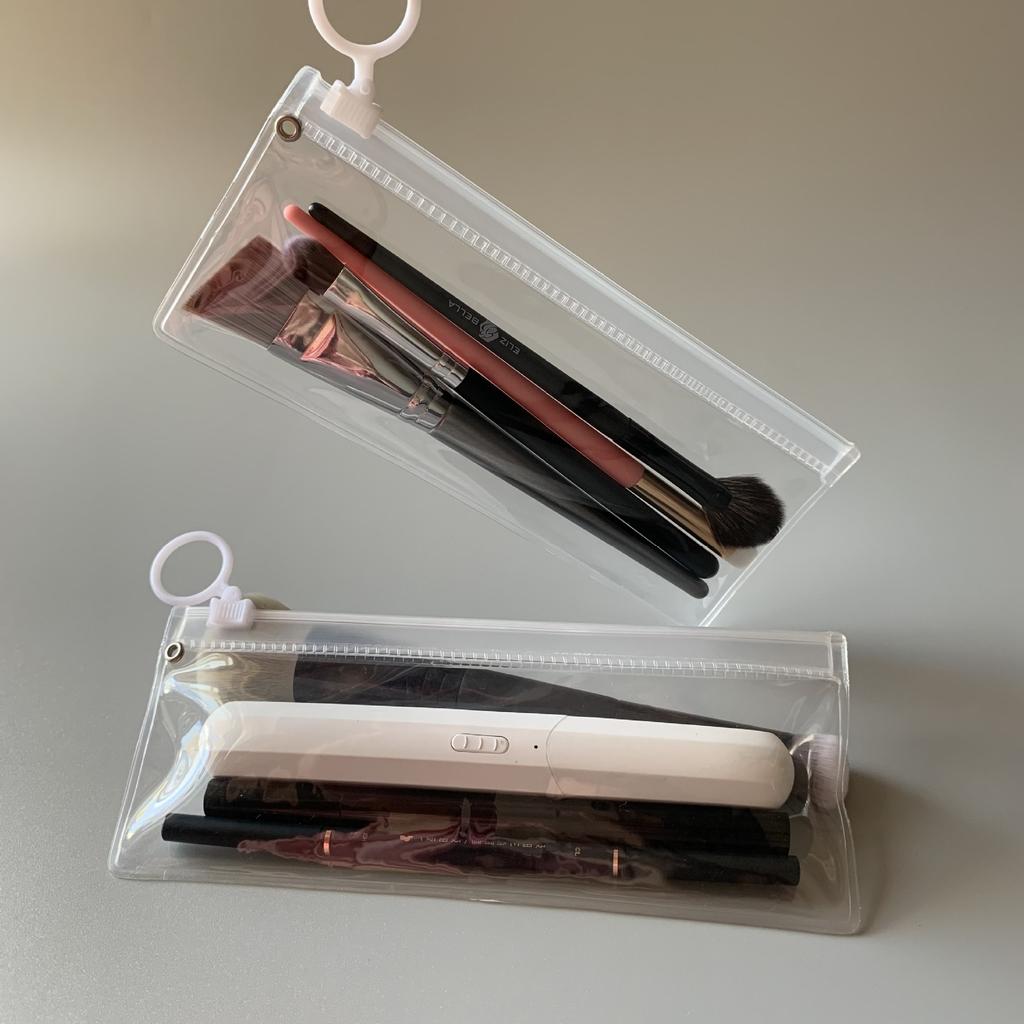 1pc Clear EVA Makeup Brush Pouch | Multi-functional Cosmetic Zipper Bag, Transparent Beauty Tool Organizer for Brushes, Eyelash & Eyebrow Pencils