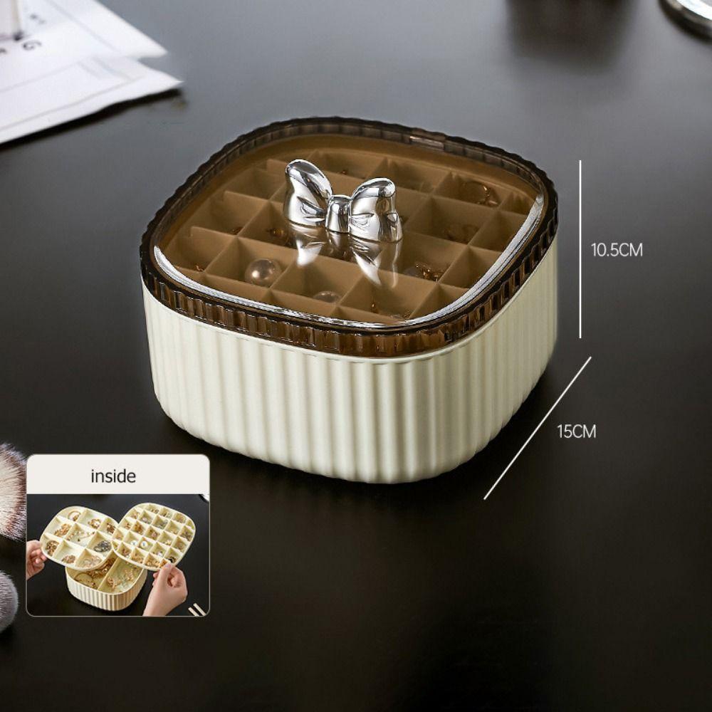 Multi-Compartments Earrings Storage Case Transparent Lid Travel Jewelry Holder  Rings