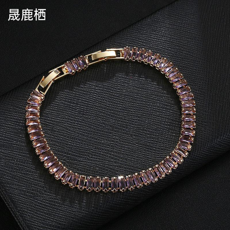 Personalized Colorful Zircon Diamond Claw Chain Bracelet Adorned with Colorful Rice Beads Zircon Bracelet