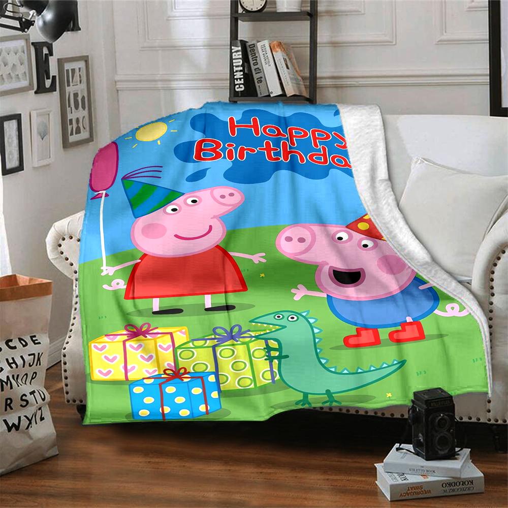 Peppa Pig Theme Printed Blanket - Perfect for Couch, Bed, Travel & Outdoor Use | Machine Washable, Cozy & Durable.
