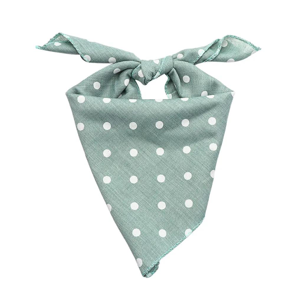 Pet Bandanas Plaid Dots Style Cotton Washable Dog Bandanas Scarf Bowties Collar Pet Square Bib For Puppies Kittens