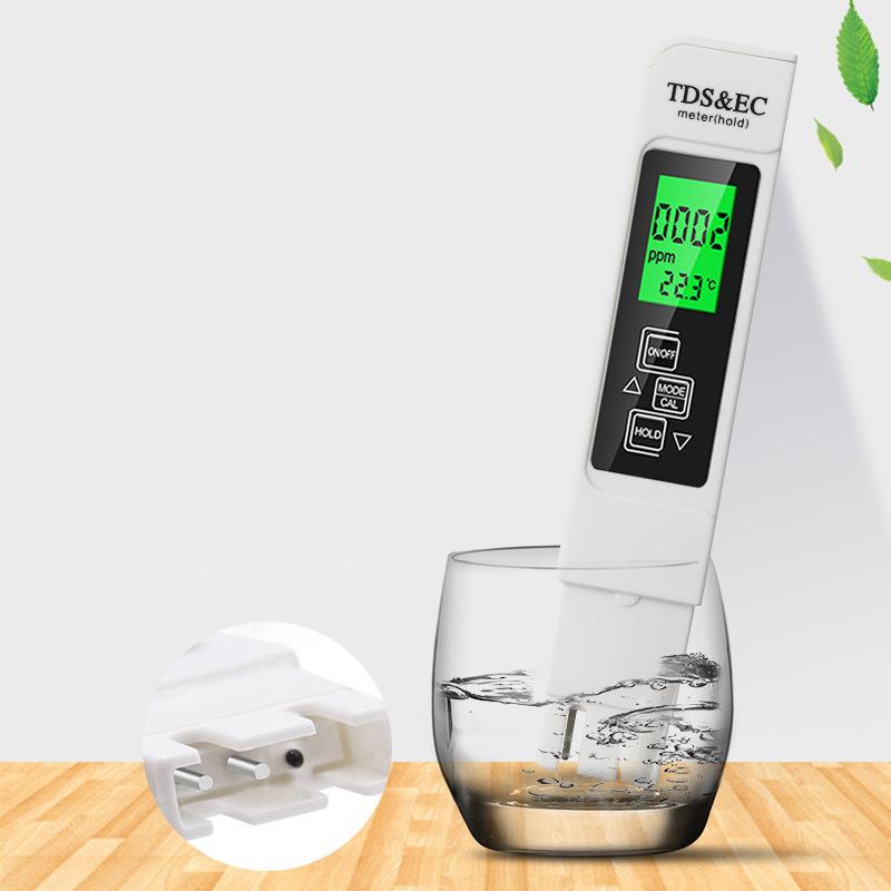 Professionelles 3-in-1 Messgerät Wasserzähler Tds Ec Temperaturmessgerät Digitales LCD Wasserteststift Reinheitsfilter Wasserqualität