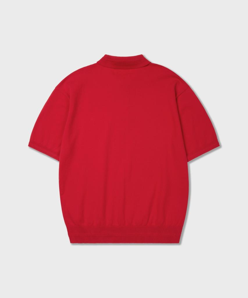 AMFEAST Essential Polo Half Knit Red