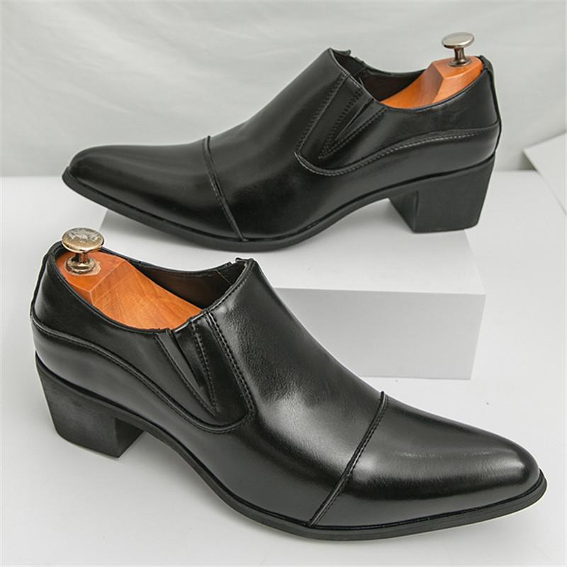 New British Gentleman Pointed Chelsea Business Height Increasing Shoes For Men Dress Wedding Prom Homecoming Footwear