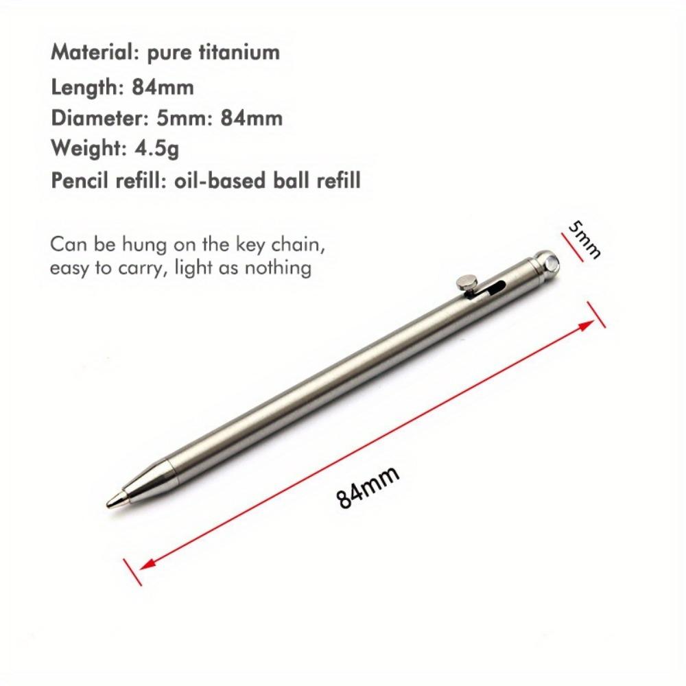 Pure Titanium Mini Compact Gun Bolt Pen Portable Keychain Pen Portable Travel Metal Ballpoint Pen Signing Party Gifts for Guests