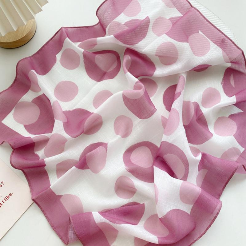 58cm Cotton Linen Women's Scarf Fashion Print for Hair and Neck Square Design