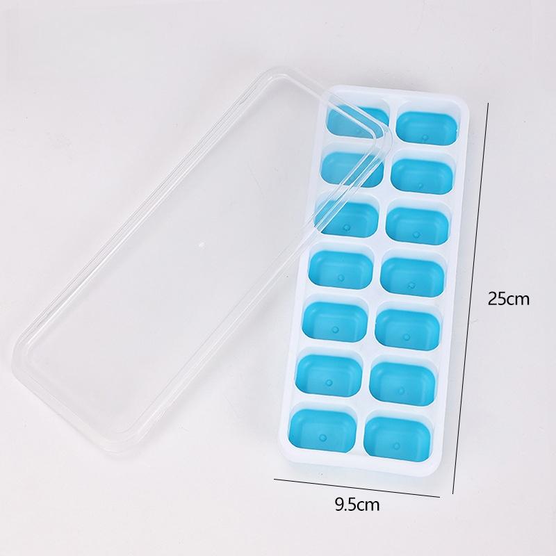1Pcs Silicone Square 14 Cube Easy Release Ice Cube Molds Ice Cube Tray Mold With Lid Kitchen Bar Diy Iced Cocktail Freeze Tool