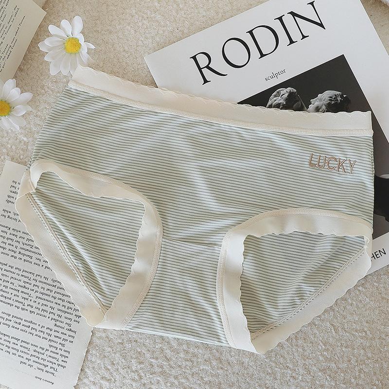 Spodní prádlo Dámské čisté bavlněné antibakteriální prodyšné proužek ve střední části pasu pohodlné hip lift sexy velké roztomilé dámské trojúhelníkové šortky