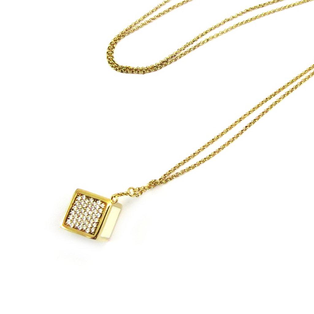 Altesse [L5355] - Gold Plated Necklace 'Calypso' Black White