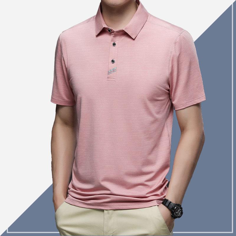 Camiseta polo de hombre de color sólido Camiseta de manga corta holgada informal de negocios para hombre