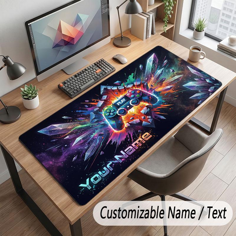 Game Controller Theme Customized Mouse Pad Personalized Print Name Text Desk Mat For Home Office Table Decor