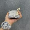 Třpytivé pouzdro s popruhem na zápěstí pro iPhone 16 1 14 Pro Max Plus 11 12 13 Magnetický řemínek Průhledný Bling kryt
