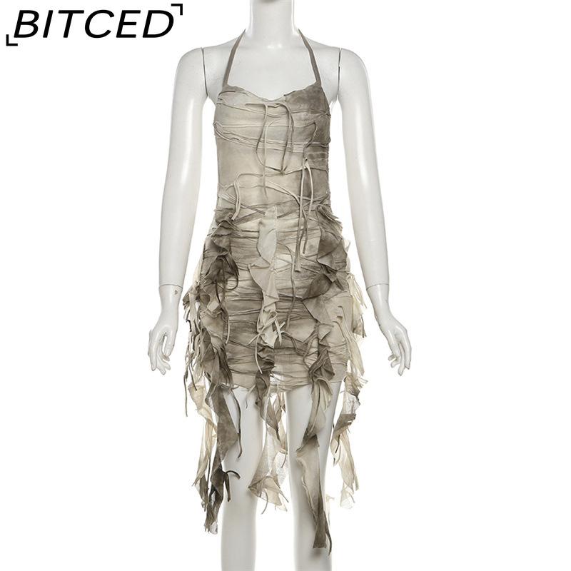 BITCED Summer Women's Solid-Color Slim-Fit High-Waisted Fashion Strapless Sexy Backless Dress