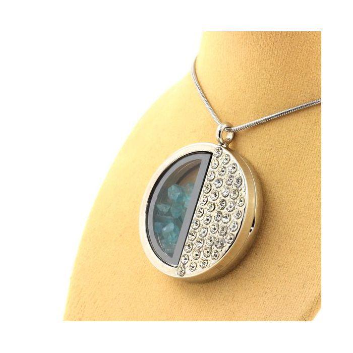 Stones and Minerals. Raw Paraiba Apatite Necklace. Half-circle Model.