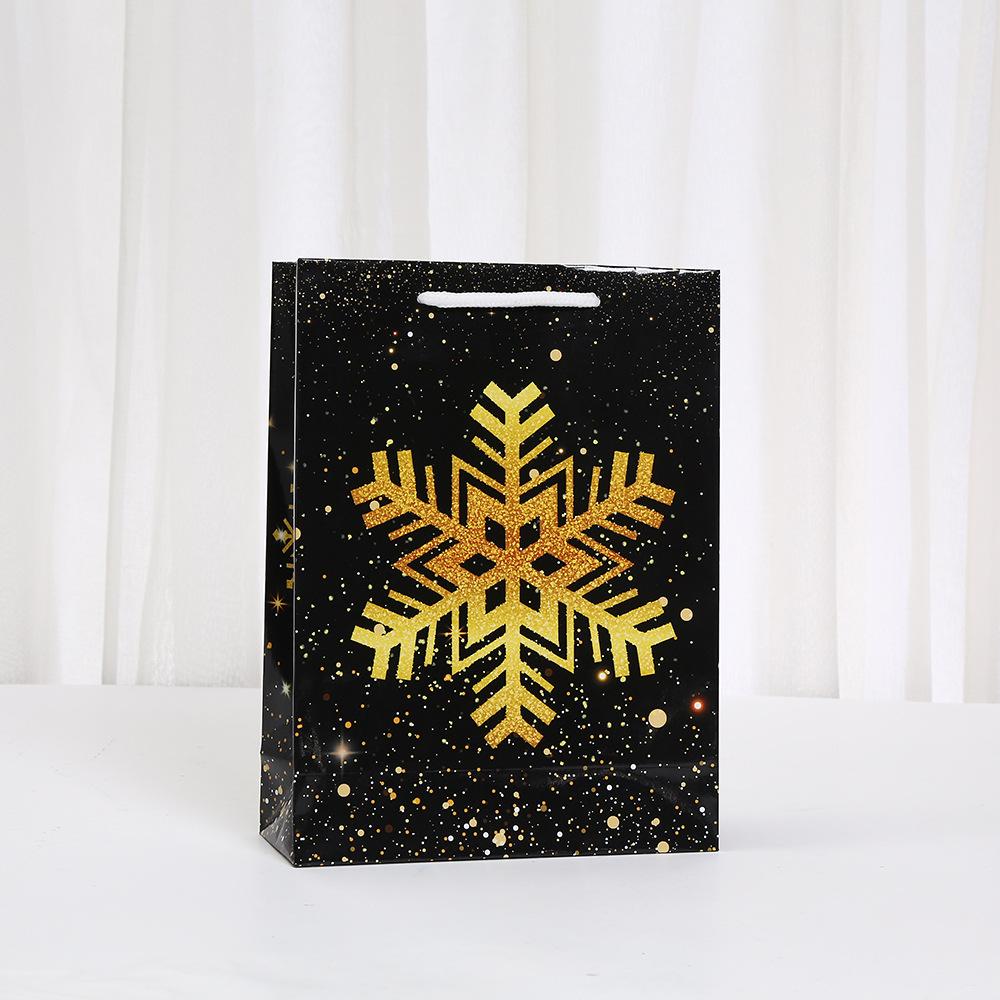 12pcs StoBag Christmas paper tote bags black and gold gift bags for holiday party favors shopping and retail packing candy cake