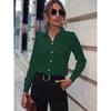 Chemise Femme Tempérament Décontractée Ample Confortable Bouton Revers Mode Chemise Couleur Unie Manches Longues Chemise de Bureau Femme