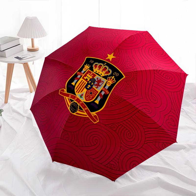 Spain National Football Teampattern, automatic folding umbrella, portable and foldable design, 8 ribs, a Christmas or birthday gift.
