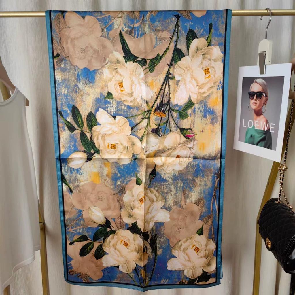 New Women Silk Scarf Long Pashmina Traditional Chinese Style 100% Mulberry Silk Scarf Business Gift Silk Scarves Gift for Mom