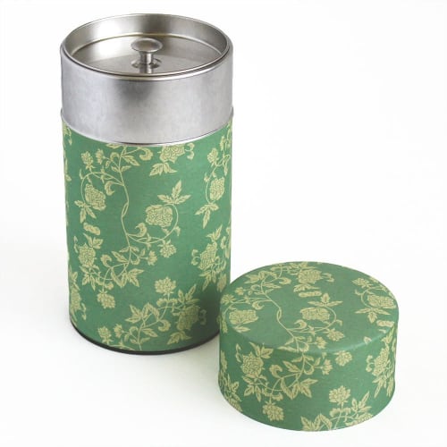 Yamako Tea Caddy, Green, Approx. 7.5 x 14.2cm