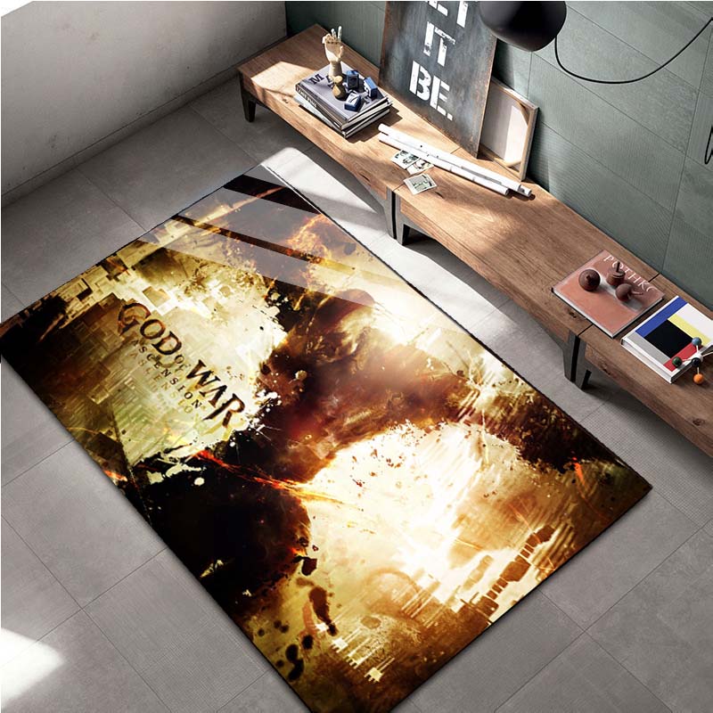 15 Sizes Kratos God-of-War Gamer Area Rug Large,Carpet for Living Room Bedroom Sofa Doormat Decor,Kids Play Non-slip Floor Mat