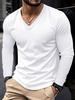 New Spring Autumn Style Everyday Wear Outdoor Sports Fashion Trendy Versatile Color Block V-neck Long Sleeve Men's Top