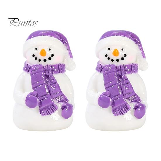 Healing Desktop Figurines 2Pcs Christmas Mini Snowman Figurines, Winter Tiny Resin Decoration, Xmas Micro Holiday Gift Box Fillers Landscape Ornament