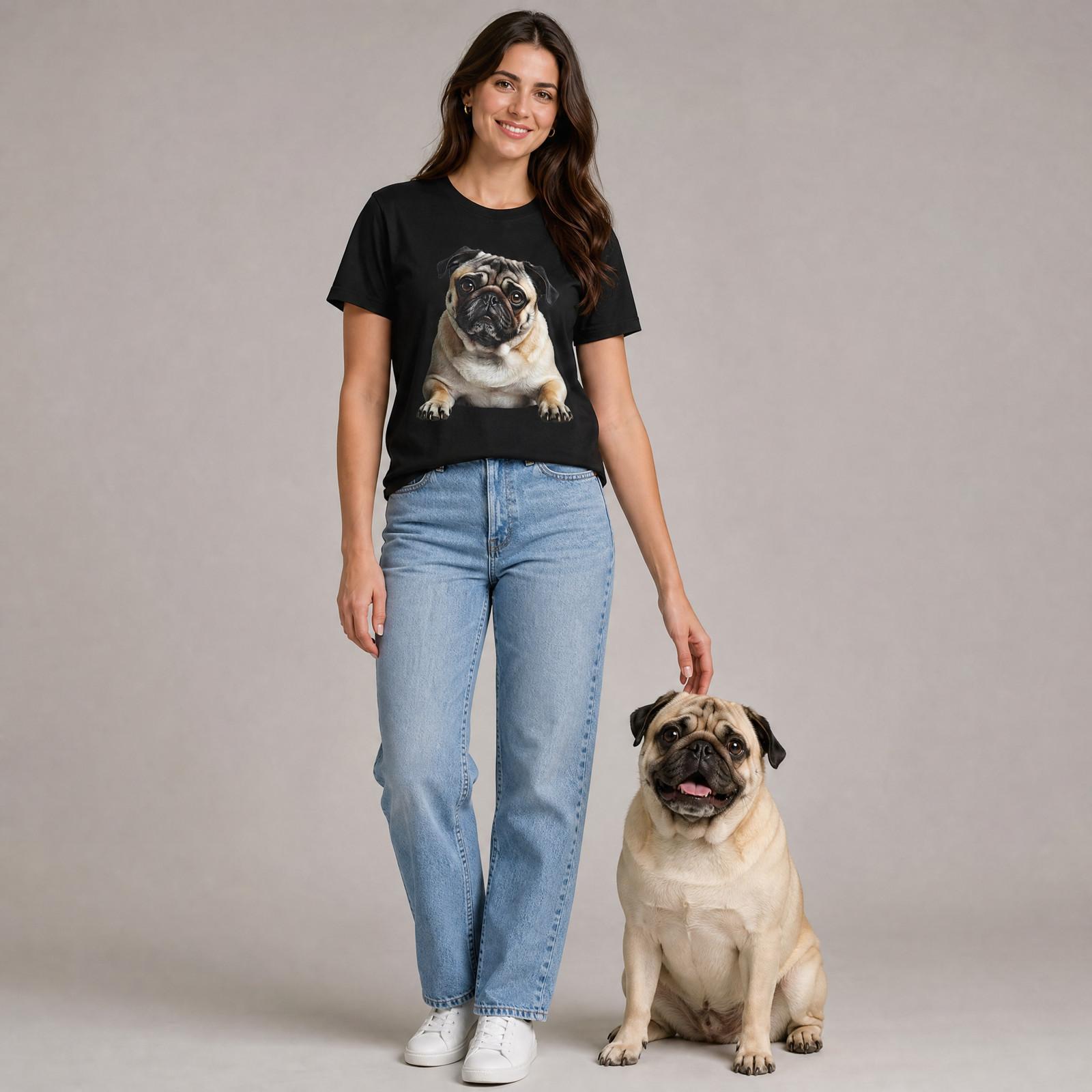 Pug Portrait T-Shirt Cute Pug Mom Pug Dad Lover Gift Men Women Tee S-3XL XL