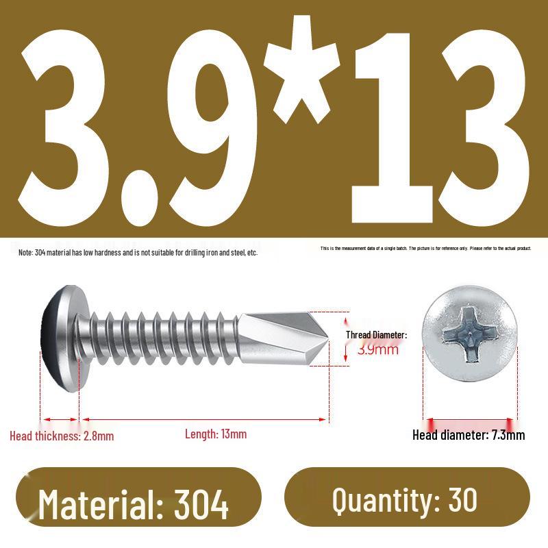 Stainless Steel 304 Phillips Round Head Self-Drilling & Tapping Screws, M3.9/M4.8/M5.5 Swallowtail Bolts
