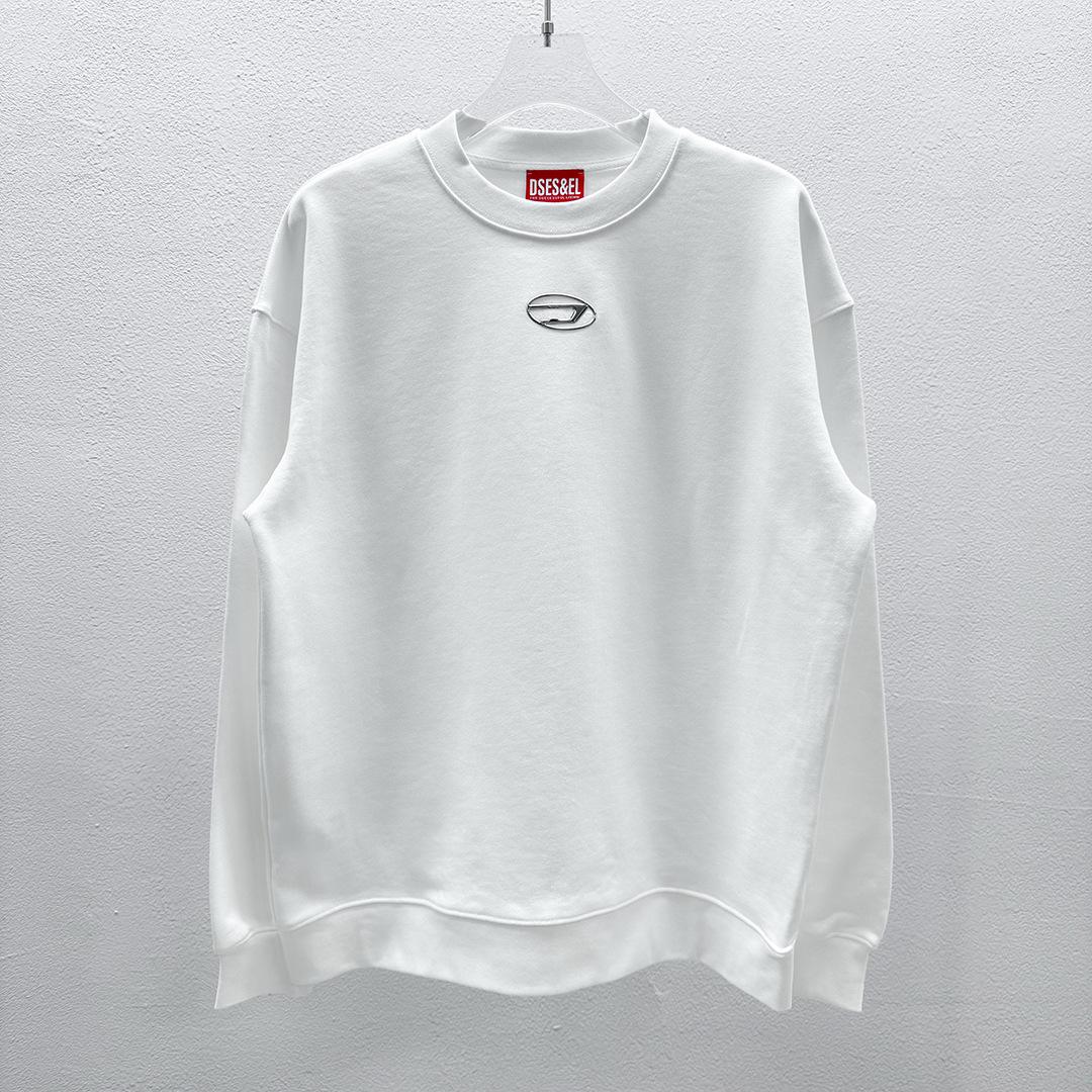 

American Trend Autumn/Winter Heavyweight Unisex Round Neck Sweatshirt - Casual Knitwear Top Extra Large білий