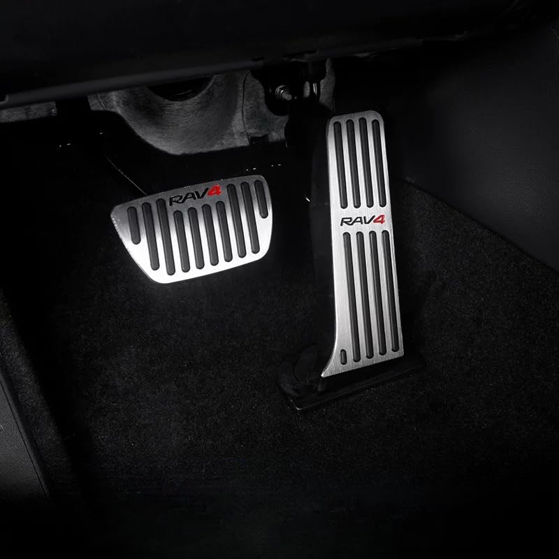 Aluminum Brake and Accelerator Pedal Covers for the New RAV4 50 Series 2019 December Custom No tools easy and Interior Parts Aluminum Pedal Set of