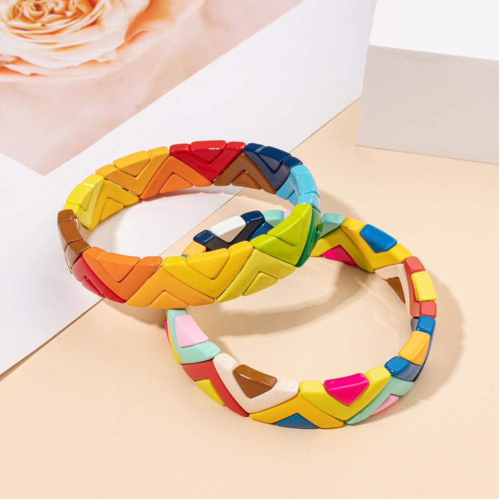 2026 Hot Selling Fashion Fashion Patchwork Bracelet Bohemian Style Can Be Folded Wear DIY Mixed Color Enamel Beaded Bracelet