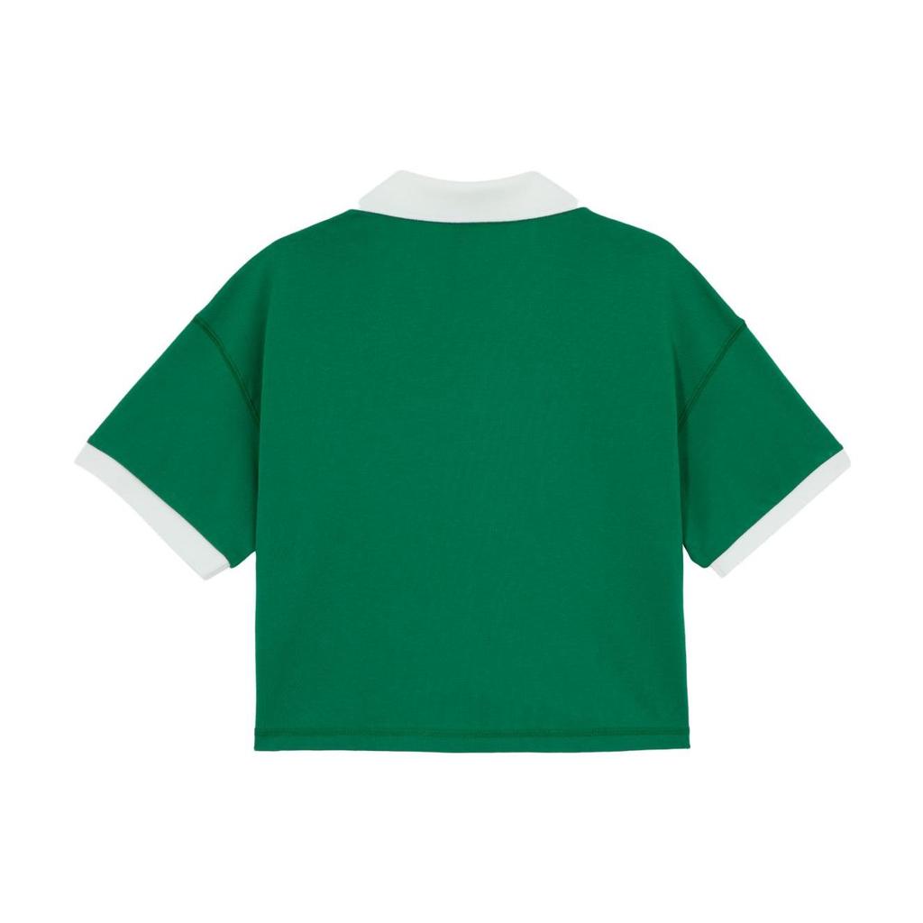 Puma Classics Court Letter Logo Embroidered Casual V-Neck Short Sleeve Polo Shirt Women Polo Shirts Green 622971-86