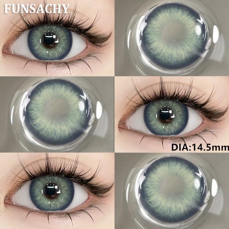 FUNSACHY Nové Módní Kontaktní Čočky 14.2mm Barevné Oční Kontaktní Čočky Modré Přírodní Čočky Šedé Zorničky Oční Make-up Kosmetika Roční