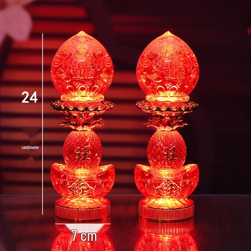 Electric Candle God of Wealth Offering Lamp: Lotus/Buddha Design, Battery-Powered, Ever-Burning for Home Altars.
