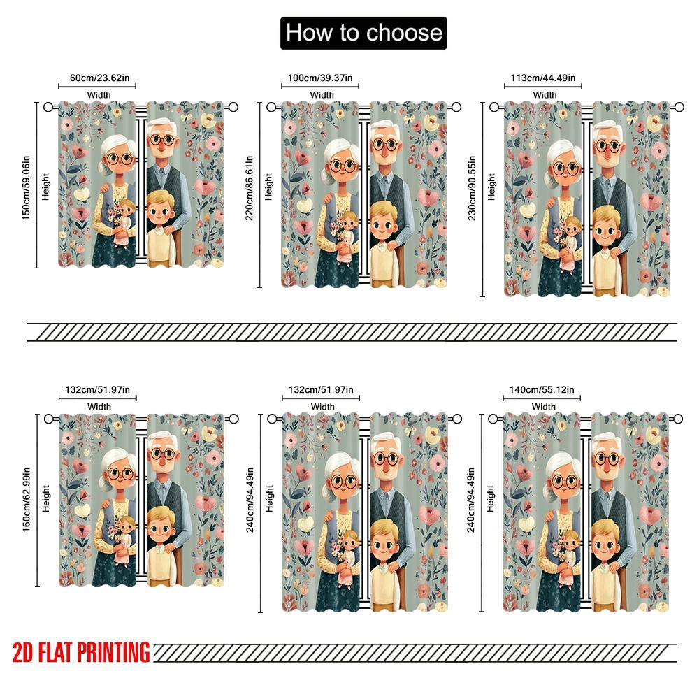 2 Stück, 2D-Flachdruckmuster Vorhänge Großelterntagsparty Vielseitig Langlebig Polyester (ohne Stange) Heimdeko Verwendung für