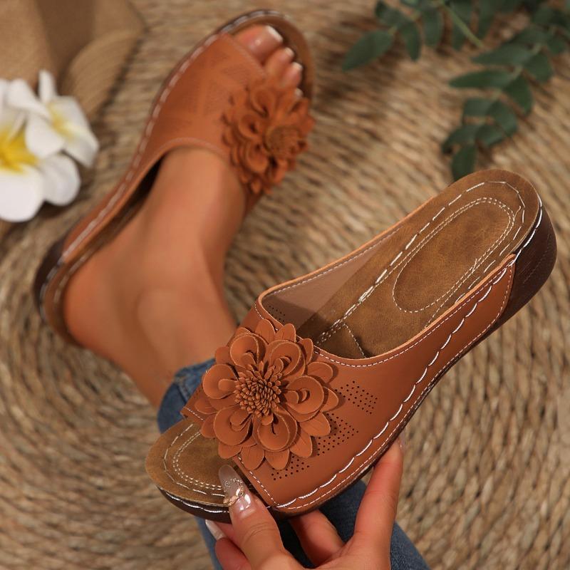 Cross-border New Large-size Women's Shoes Spring and Summer New Amazon Cross-border One Flower Open-toed Slippers European and American Sandals