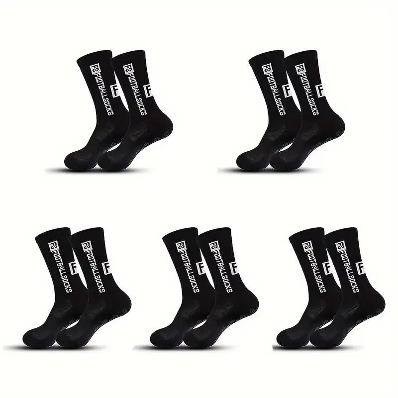 5 Pairs Non-slip Football Socks Breathable Wear-resistant Outdoor Sports Socks For Soccer, Rugby, Basketball, Running